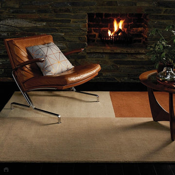Blox Modern Plain Geometric Colour Block Hand-Woven Textured Low Profile Sheared Wool Loop Pile Copper/Beige/Cream Rug-Asiatic Carpets-Rug Love - The Most Loved Rug Store